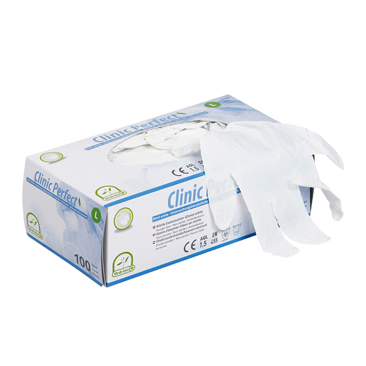 Gants en nitrile Medi-Inn Clinic Perfect 100, non poudrés, blanc