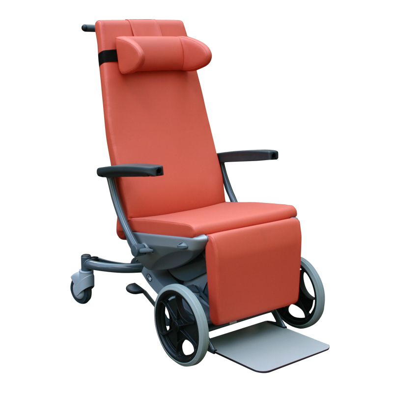 Fauteuil de soins Sella Lift, avec fonction leve, roulettes 100 mm, orange