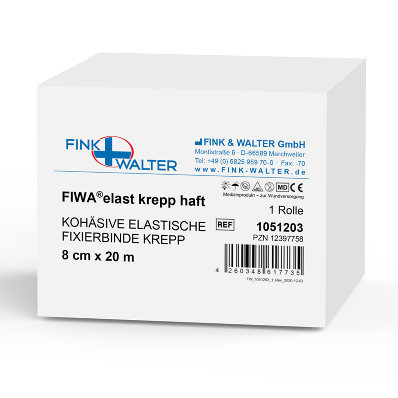 Pansement de fixation FIWA elast krepp haft, blanc, 20 m x 4 cm