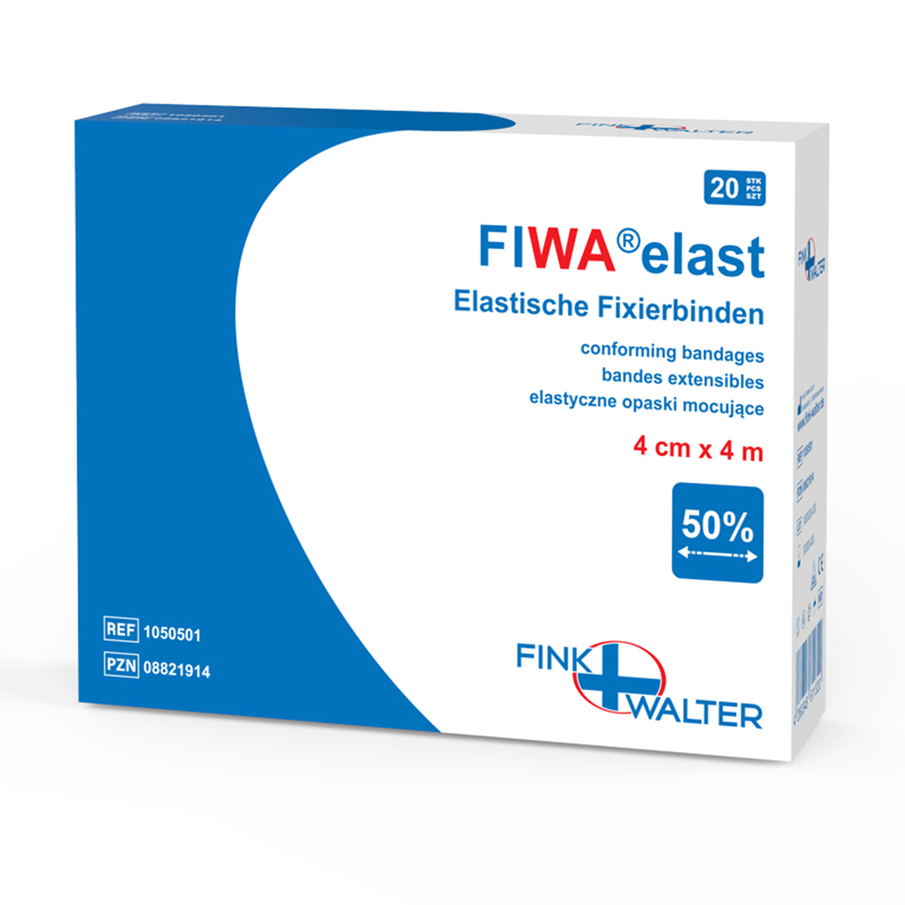 Pansement de fixation FIWA elast, blanc, 4 m x 4 cm