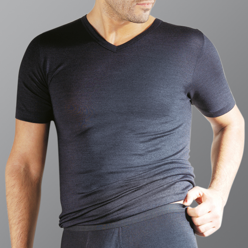 Shirt thermique Eusana, manches courtes, hommes, noir