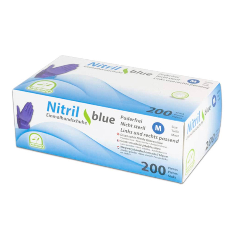Achetez 200 Gants Nitrile Bleu Non Poudrés Jetables - Taille M
