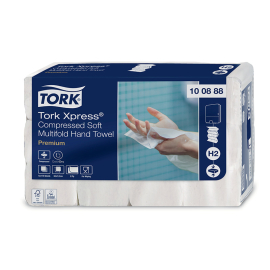 Essuie-mains pliés TORK® Xpress H2 Premium Multifold, comprimés doux, 2 plis 
